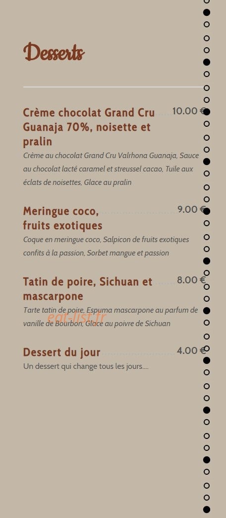 Côté Cuisine — carte page 3