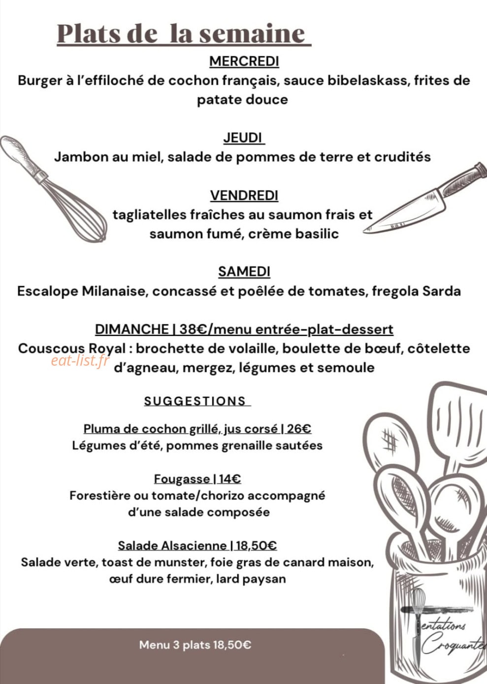 Tentations Croquantes — carte page 1