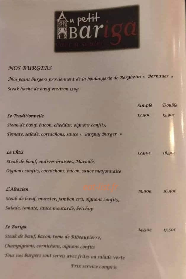 Au petit bariga — carte page 3