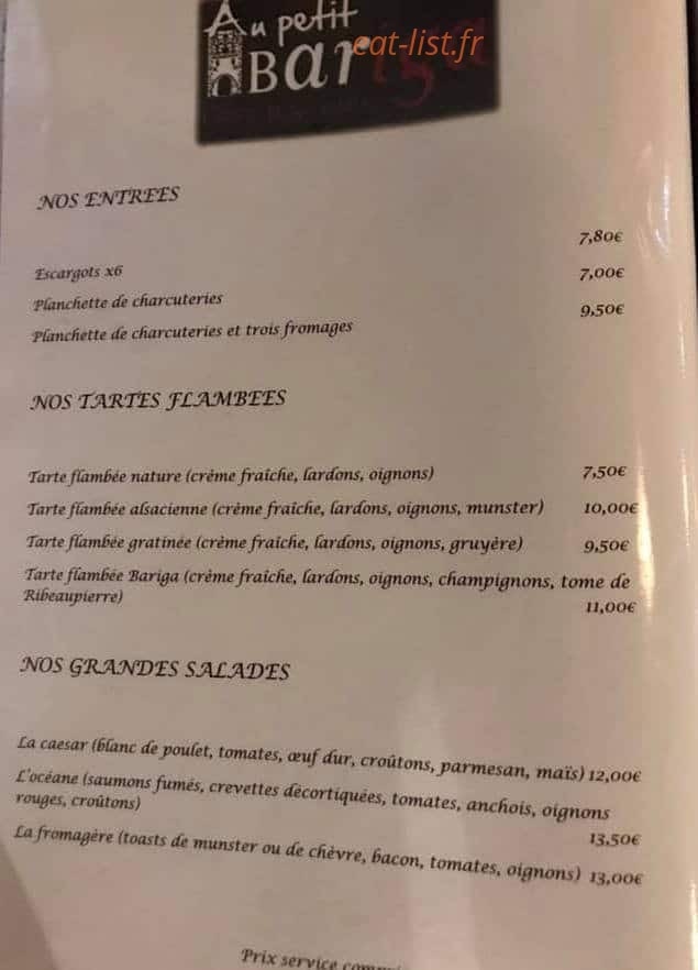 Au petit bariga — carte page 5