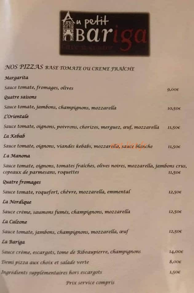 Au petit bariga — carte page 4