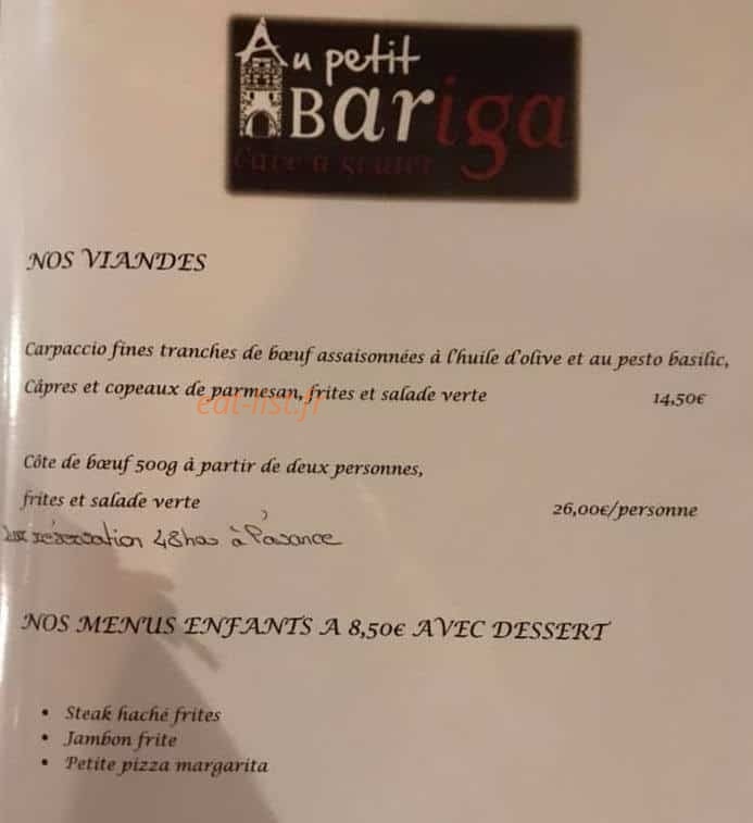 Au petit bariga — carte page 1