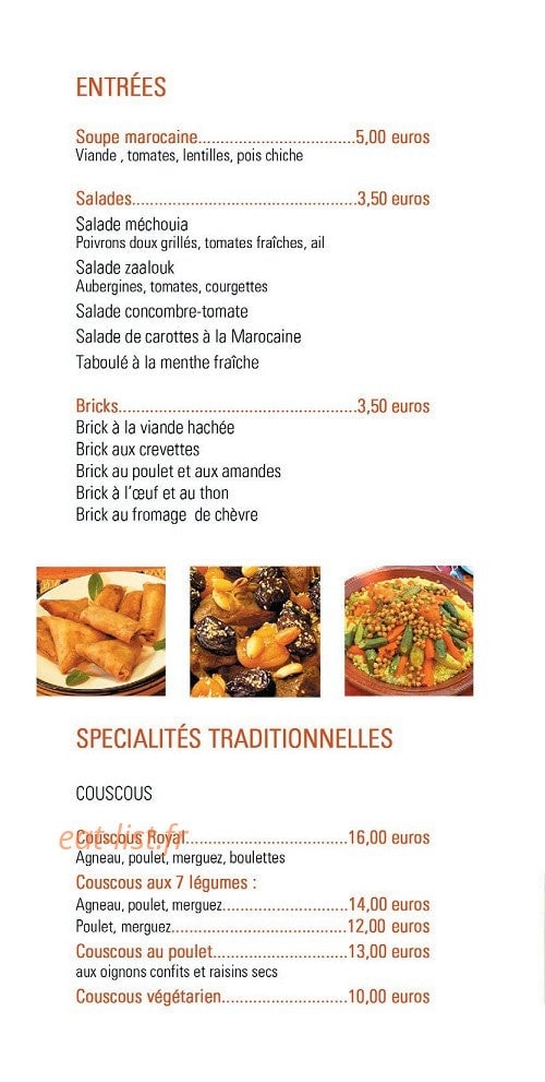 Aux Saveurs de l'Orient — carte page 4