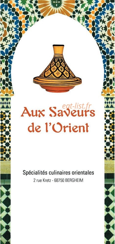 Aux Saveurs de l'Orient — carte page 1