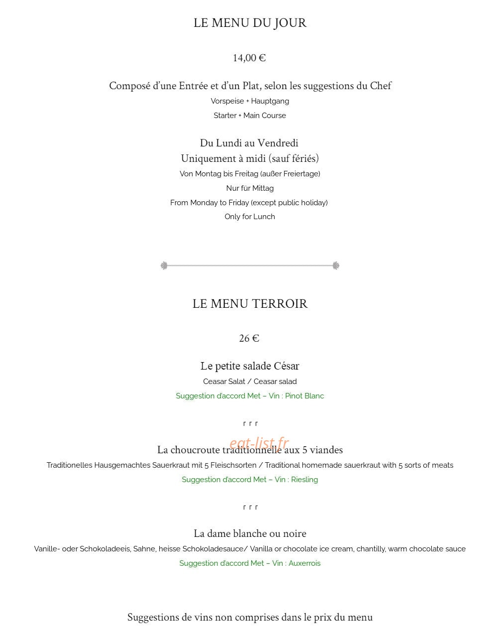 La Cave du Bailli — carte page 3