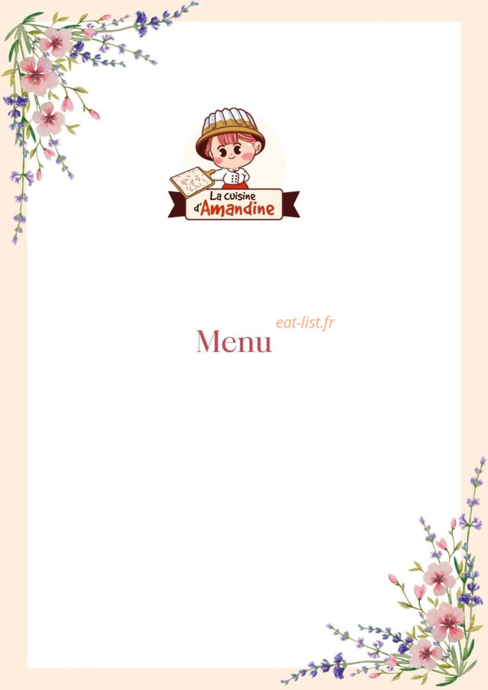 La cuisine d'Amandine — carte page 1