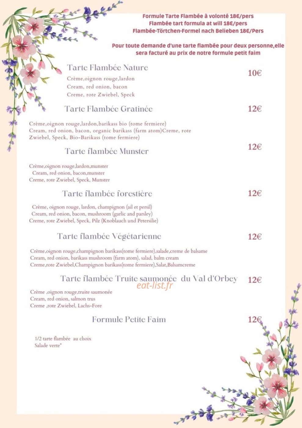 La cuisine d'Amandine — carte page 3