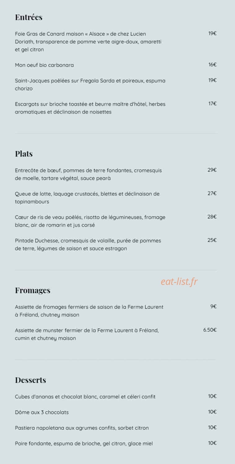 Restaurant Animus — carte page 1