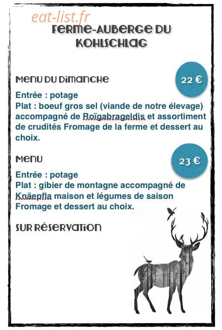Ferme auberge du Kohlschlag — carte page 1