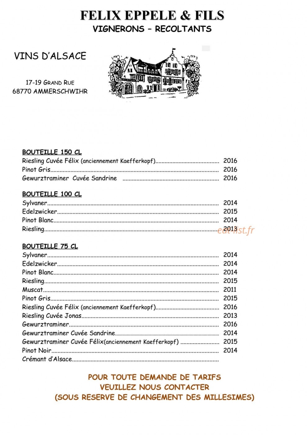 Caveau A l'Ancienne Ecurie — carte page 1