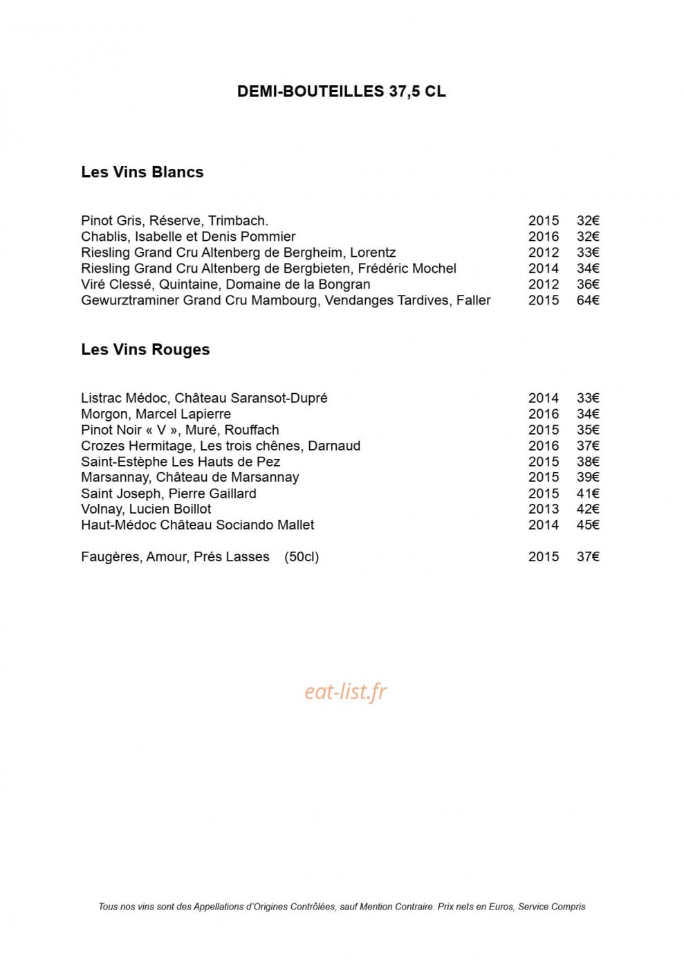 Restaurant Julien Binz — carte page 9