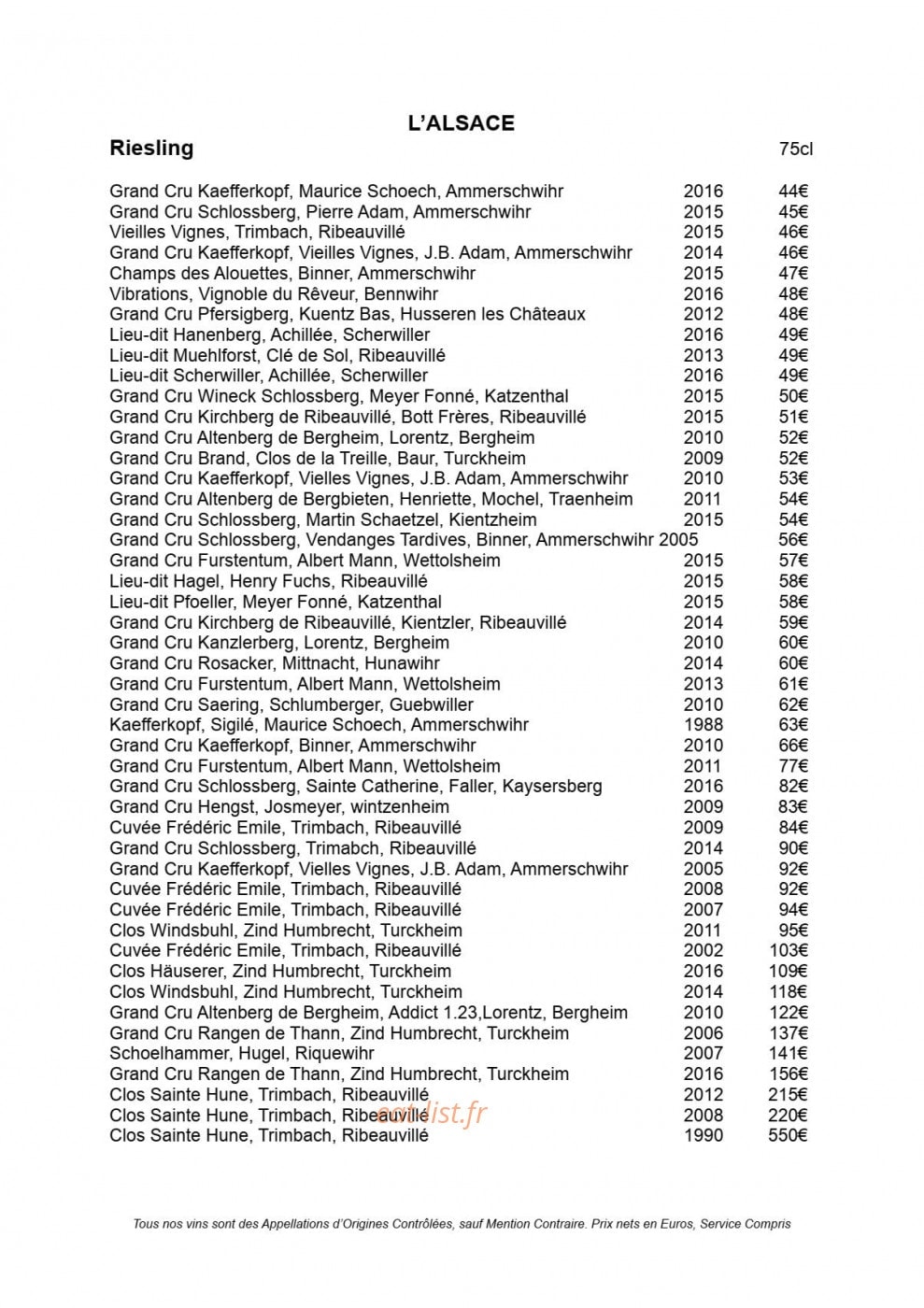 Restaurant Julien Binz — carte page 12