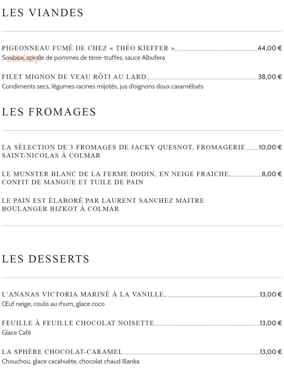 Restaurant Julien Binz — carte page 2