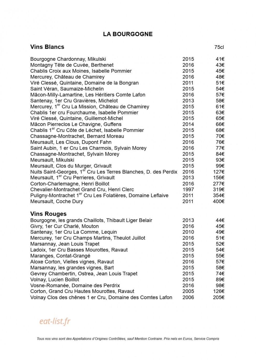 Restaurant Julien Binz — carte page 16