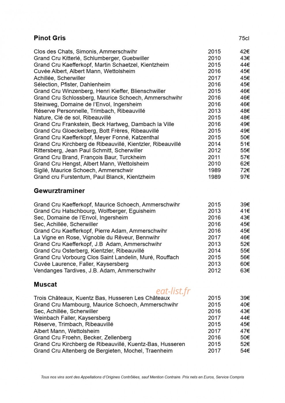 Restaurant Julien Binz — carte page 13