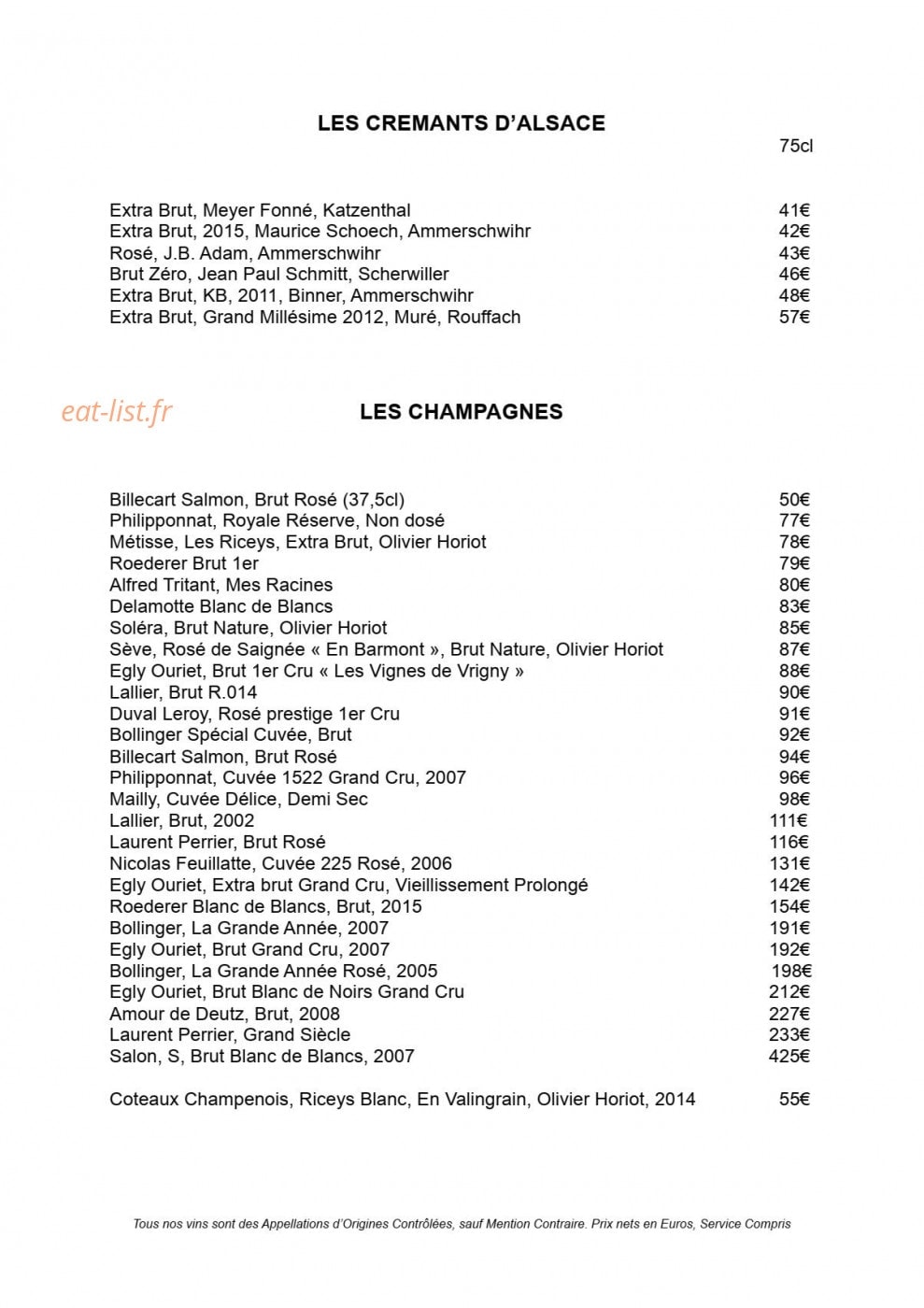 Restaurant Julien Binz — carte page 11