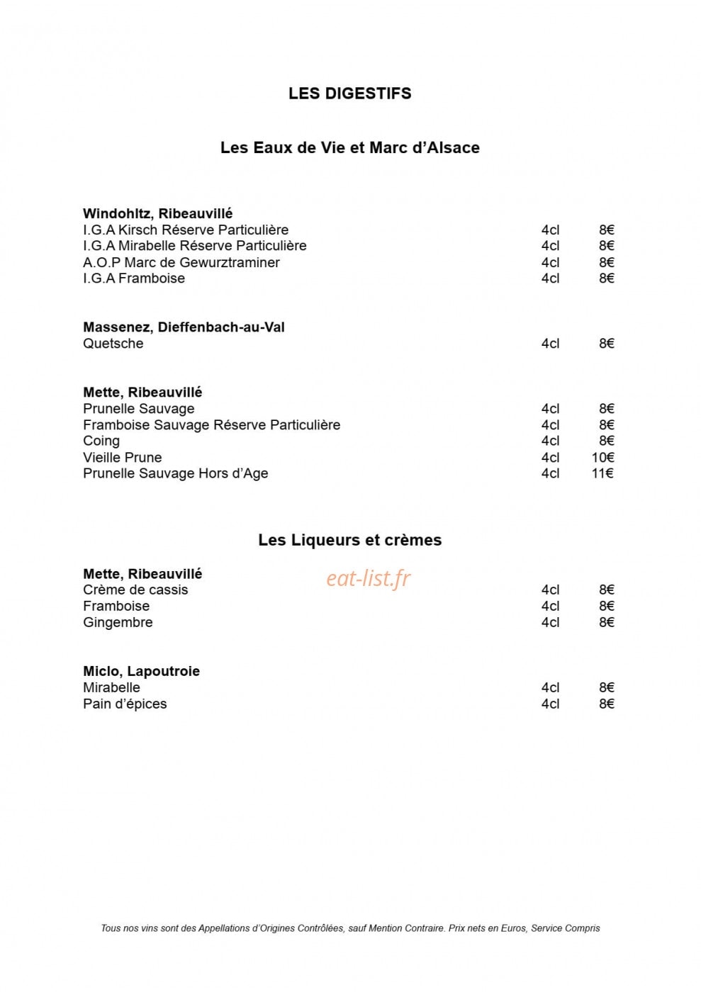Restaurant Julien Binz — carte page 22