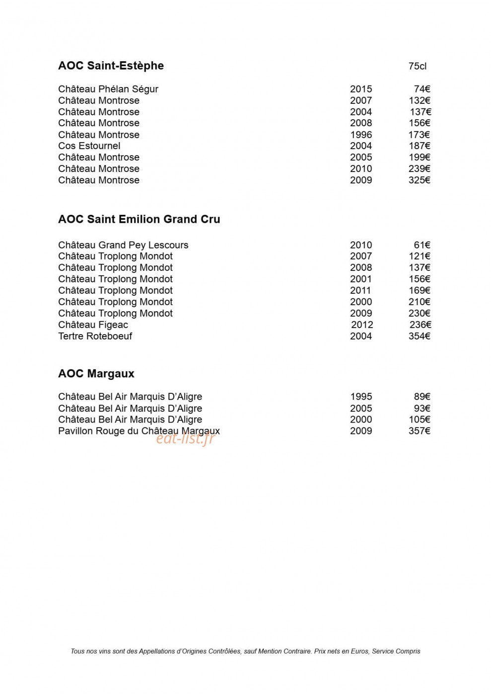 Restaurant Julien Binz — carte page 19