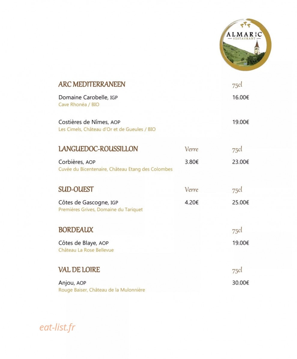 Restaurant L'Almaric — carte page 13