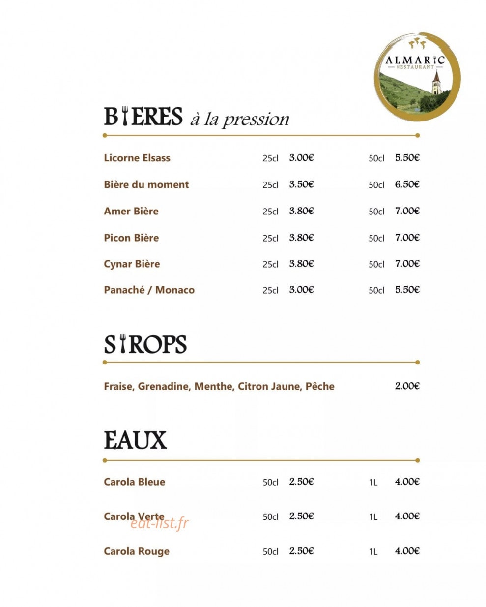 Restaurant L'Almaric — carte page 8