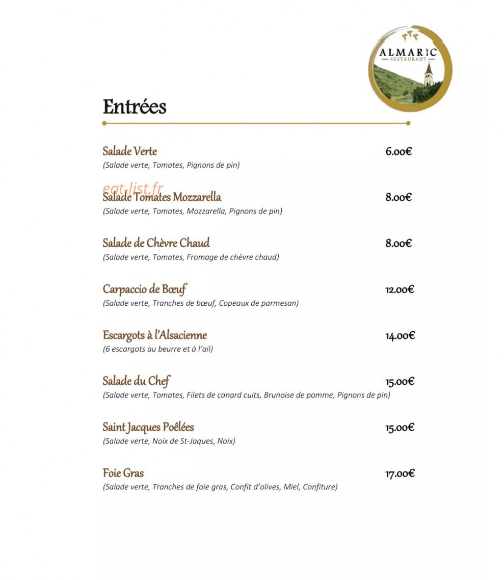 Restaurant L'Almaric — carte page 3