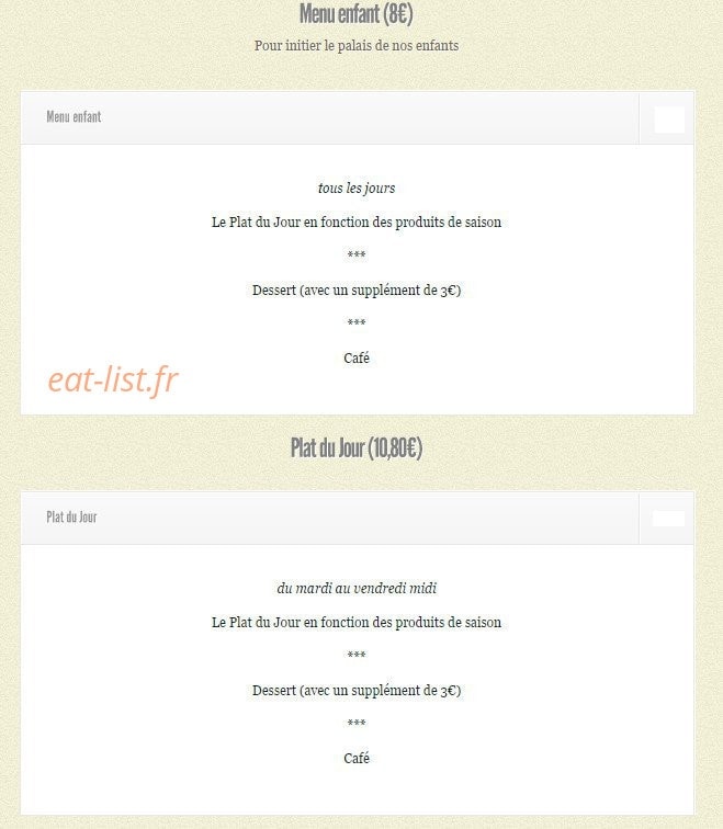 Restaurant Le Bloom — carte page 1