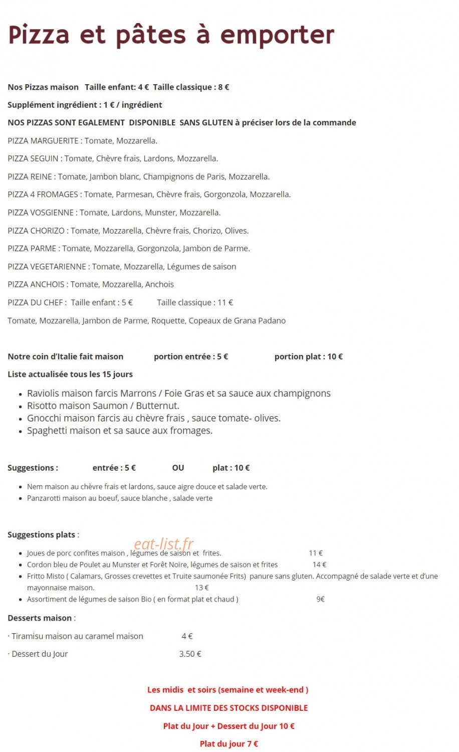 Au Vieux Moulin — carte page 5