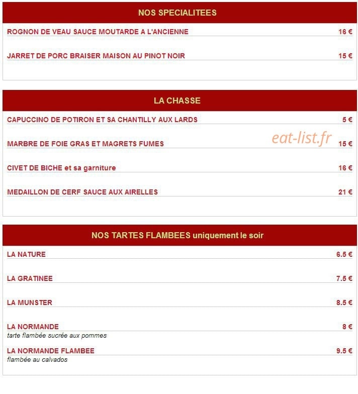 Restaurant A L'Arbre Vert — carte page 4