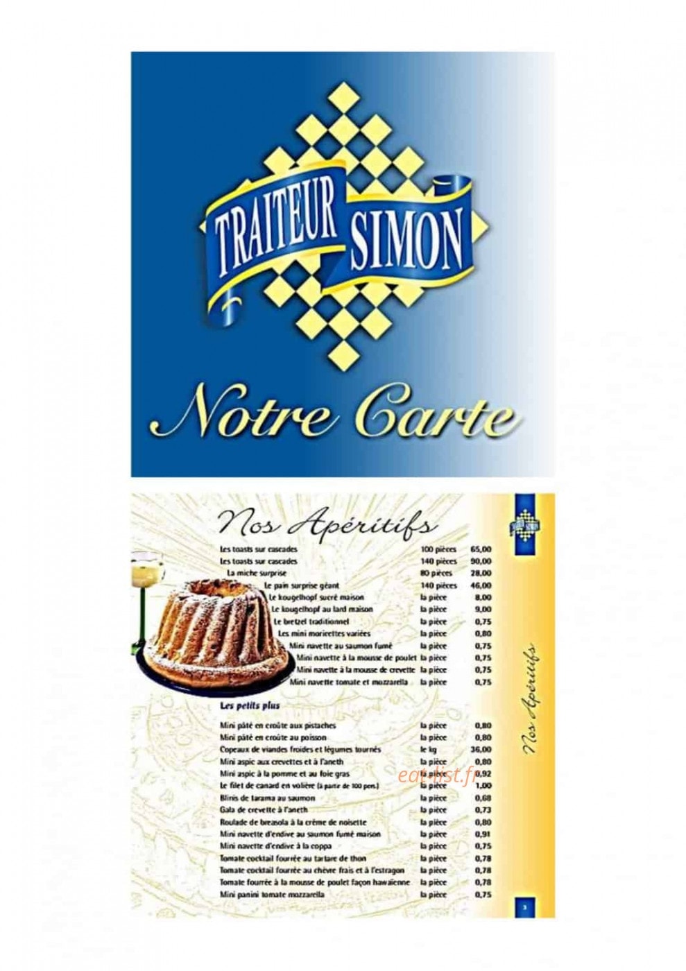 Traiteur Simon — carte page 1