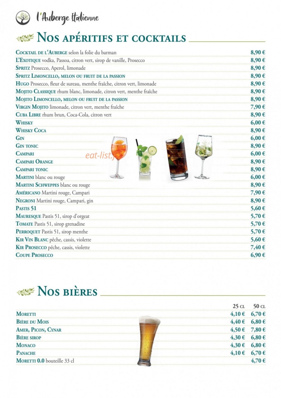 Auberge Italienne — carte page 4