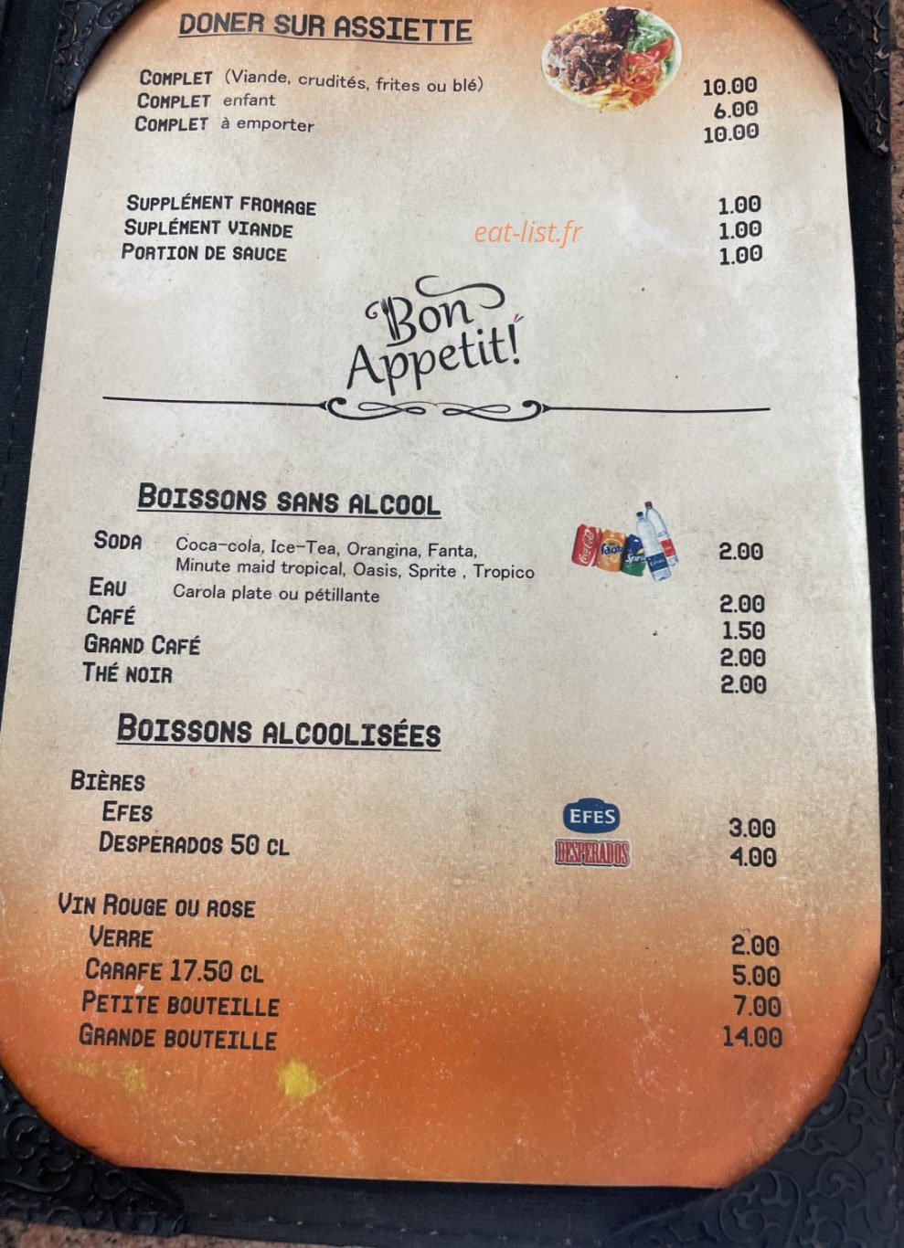 Döner kebab  Chez Aydin — carte page 2