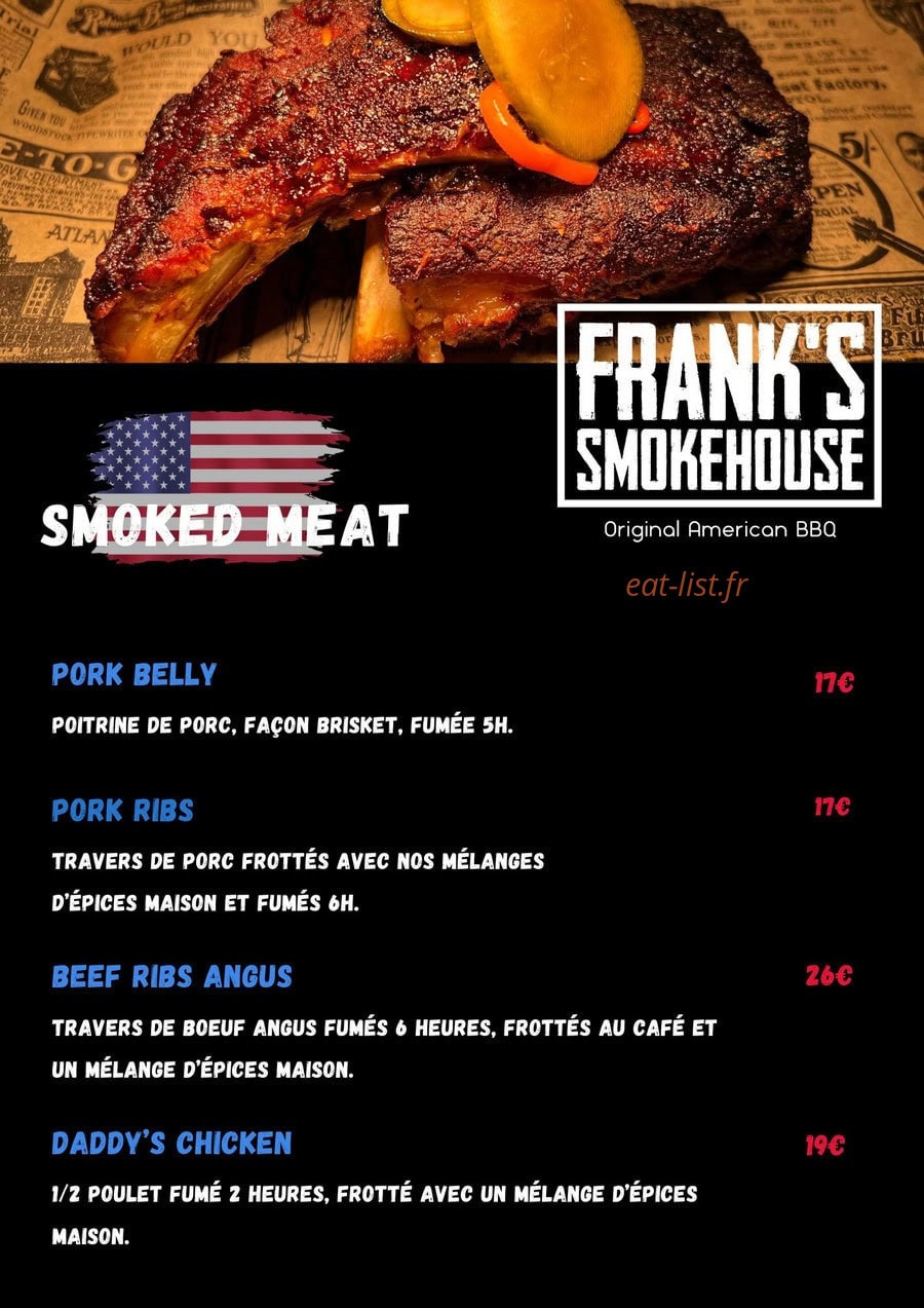 Frank's Smokehouse — carte page 3
