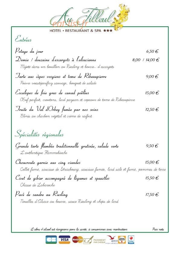 Au Tilleul — carte page 1