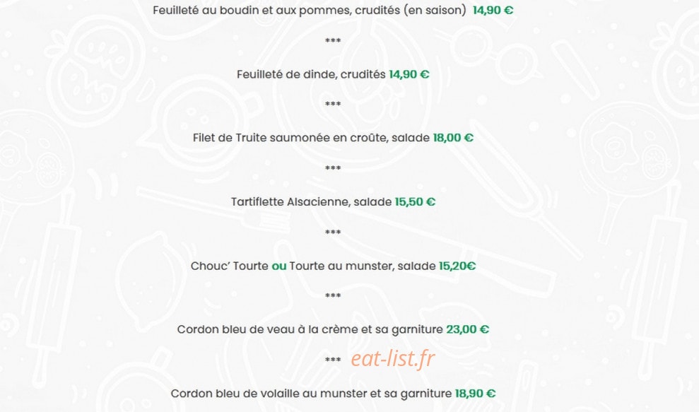 Auberge Obschel — carte page 3