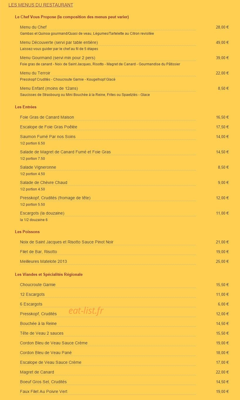 Au Soleil — carte page 1