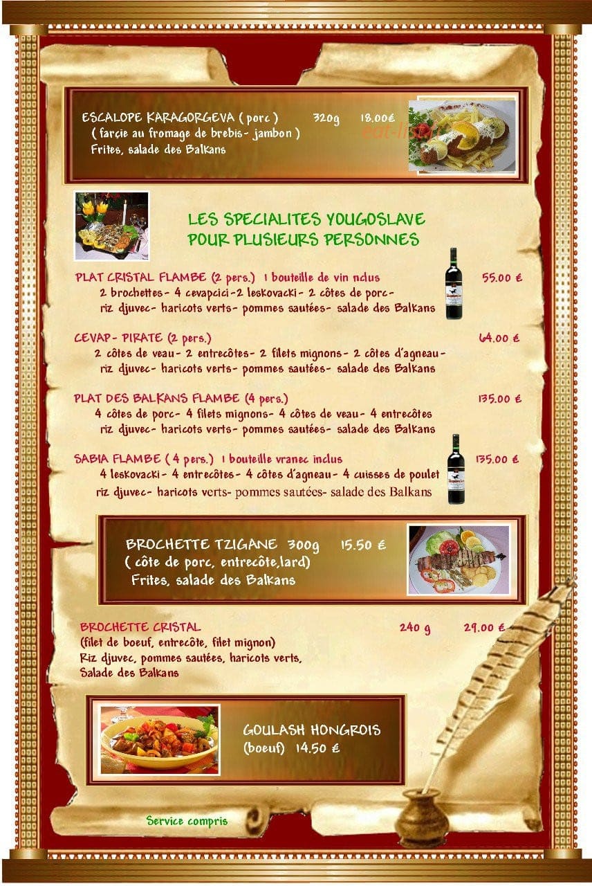 Restaurant cristal — carte page 2