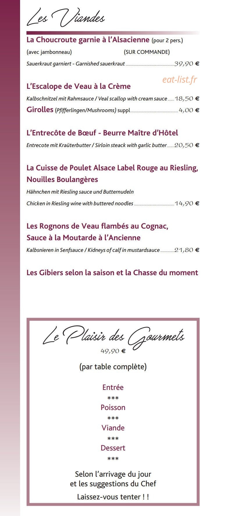 A La Truite — carte page 5