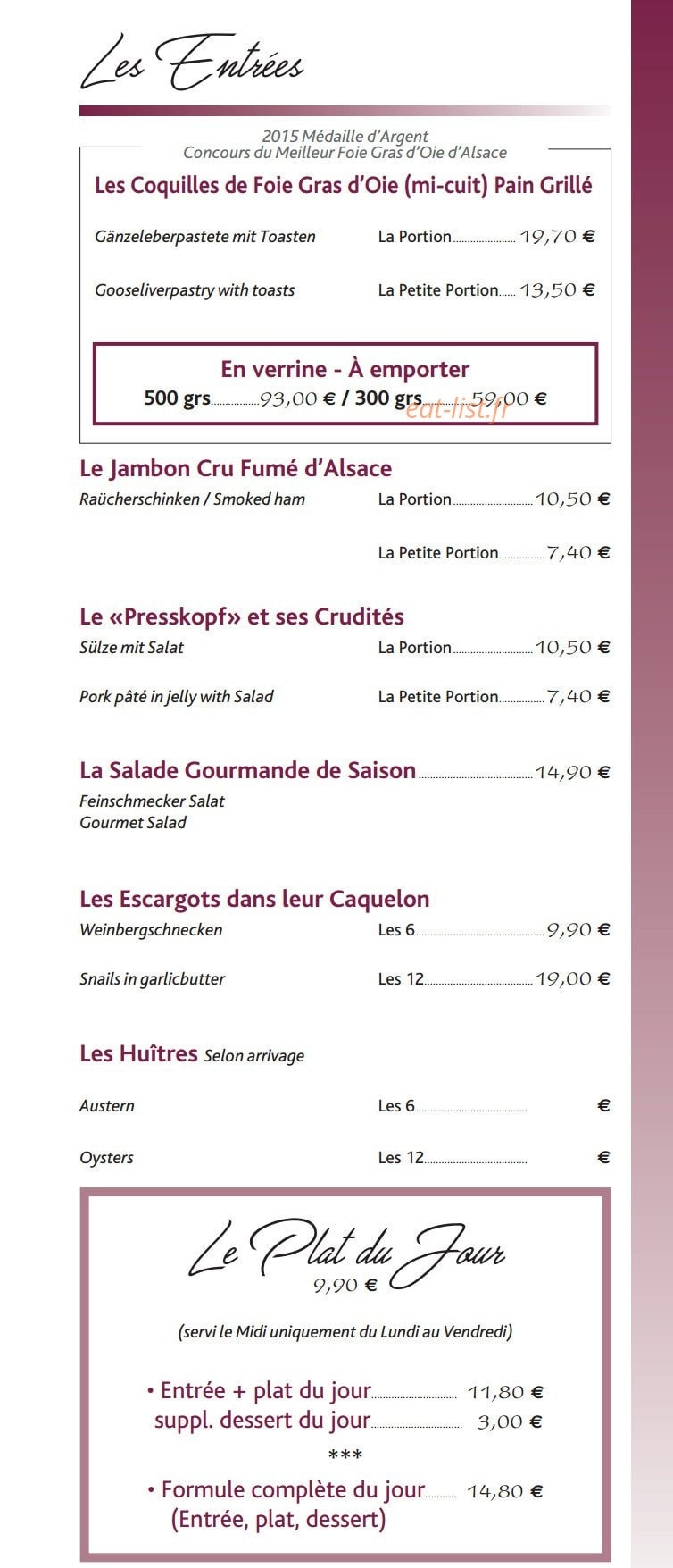 A La Truite — carte page 2