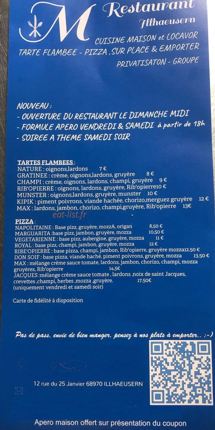 Restaurant M — carte page 1