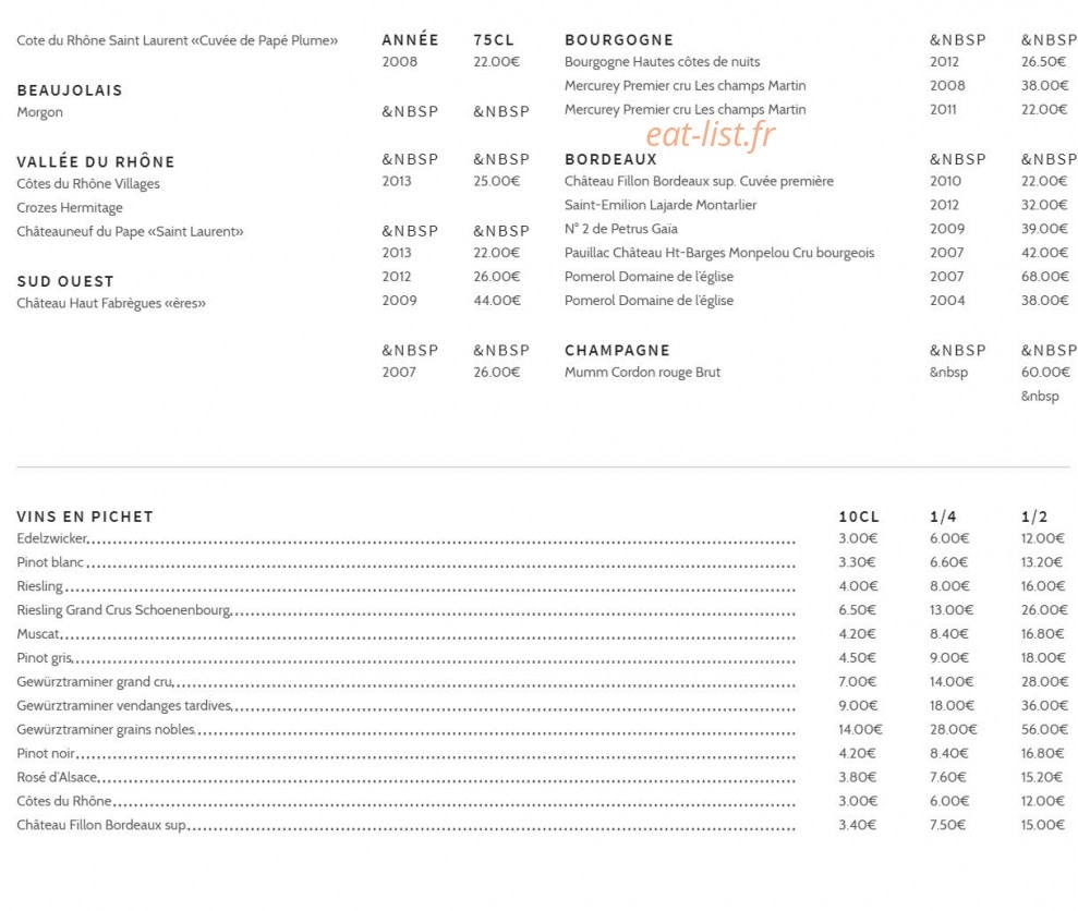 A l'Agneau Blanc — carte page 6