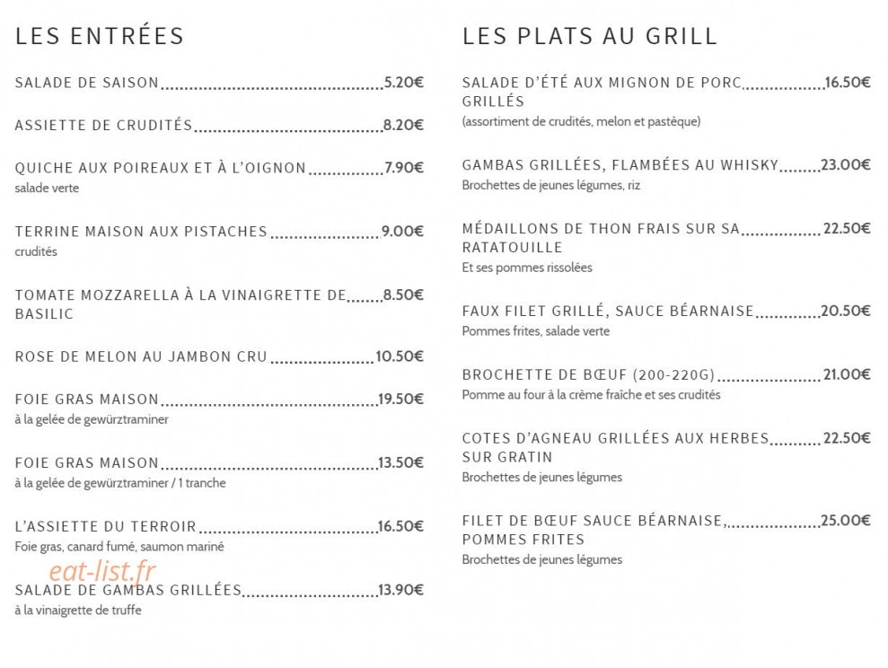 A l'Agneau Blanc — carte page 1