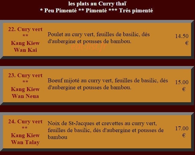 Bangkok Royal — carte page 5
