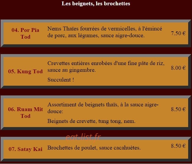 Bangkok Royal — carte page 3