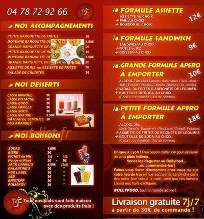 Bollyfood — carte page 2