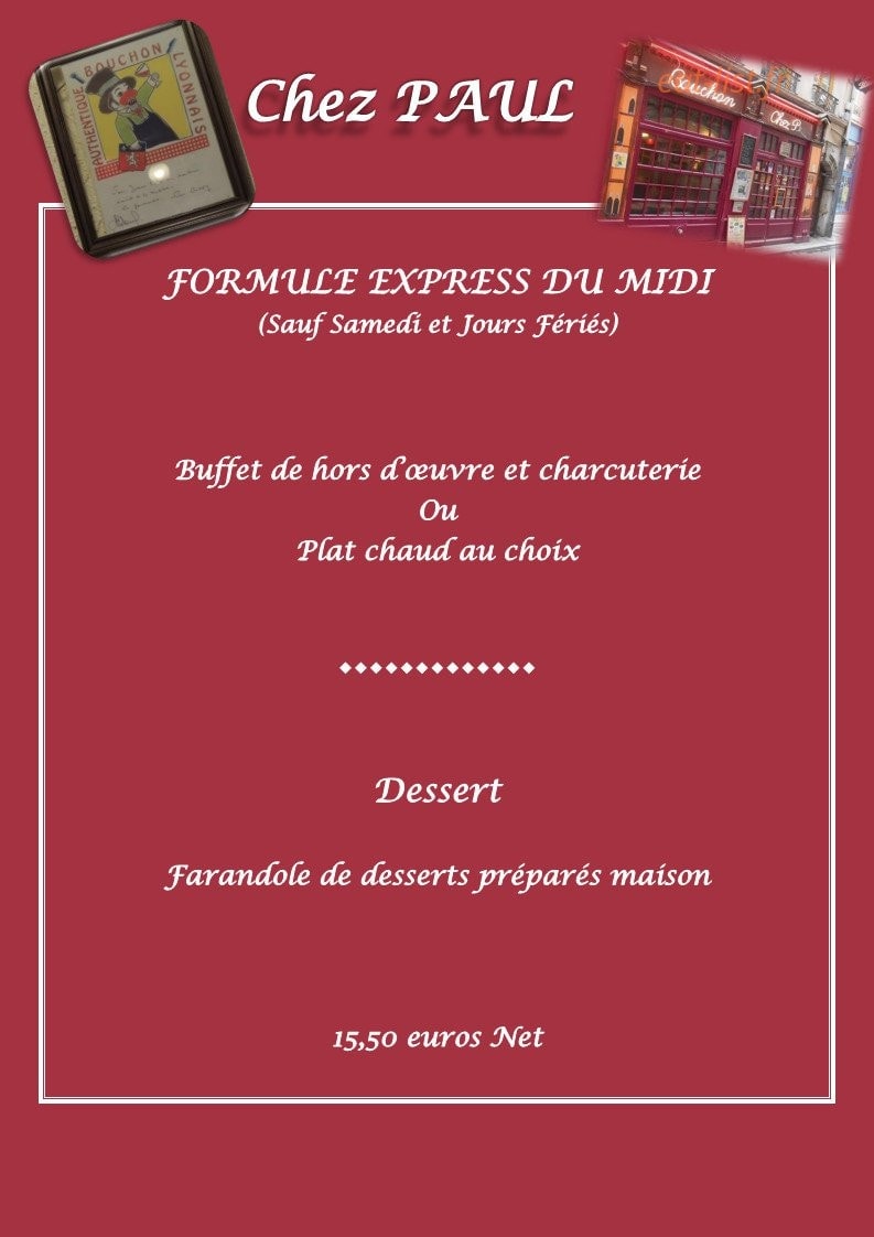 Bouchon Chez Paul — carte page 1