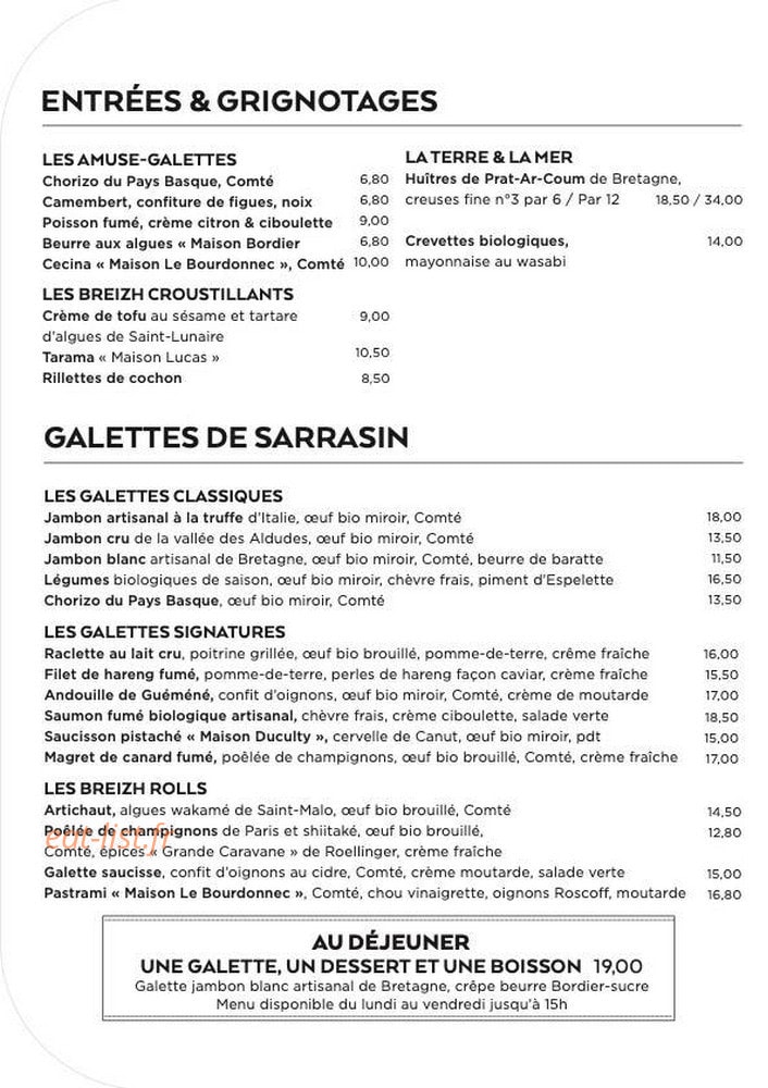 Breizh Café — carte page 1