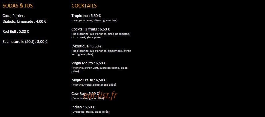 Cabana Café — carte page 2