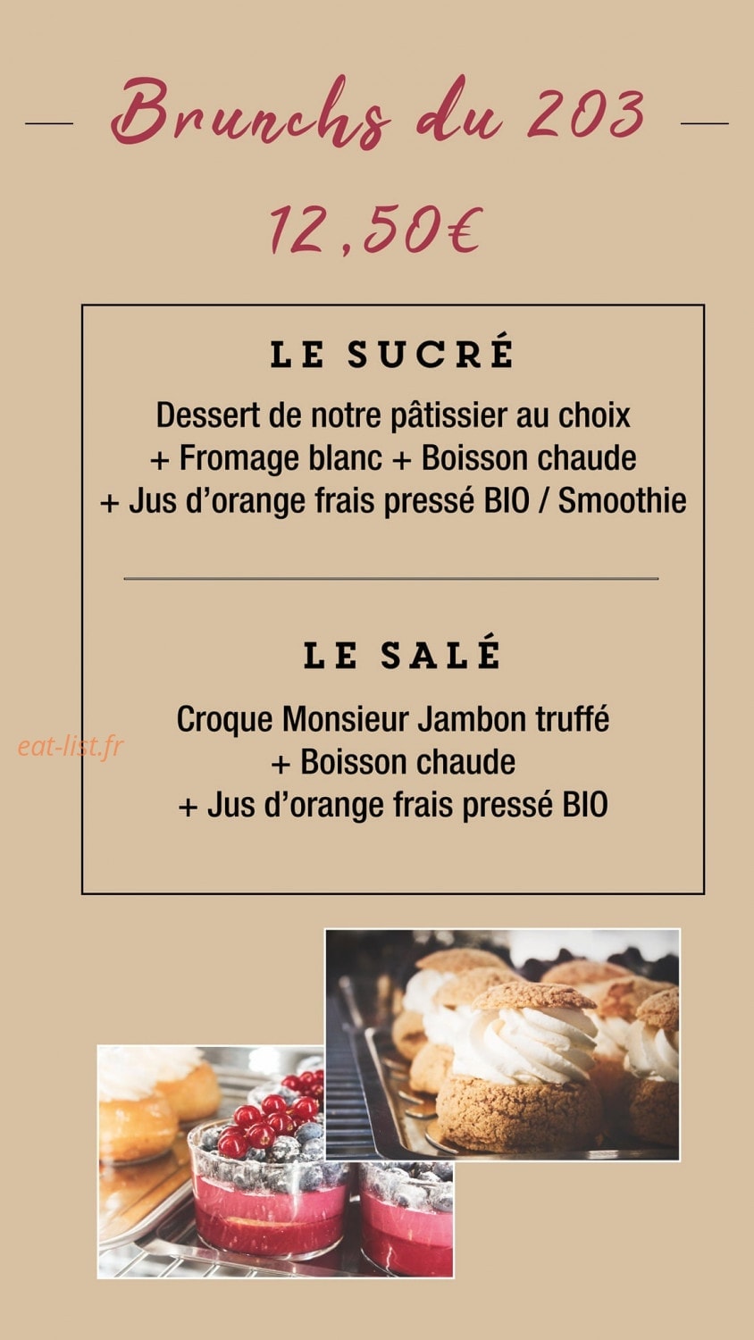 Café 203 — carte page 1