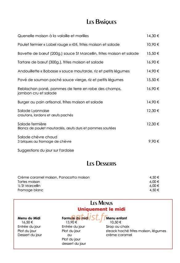 Café Chenavard — carte page 1