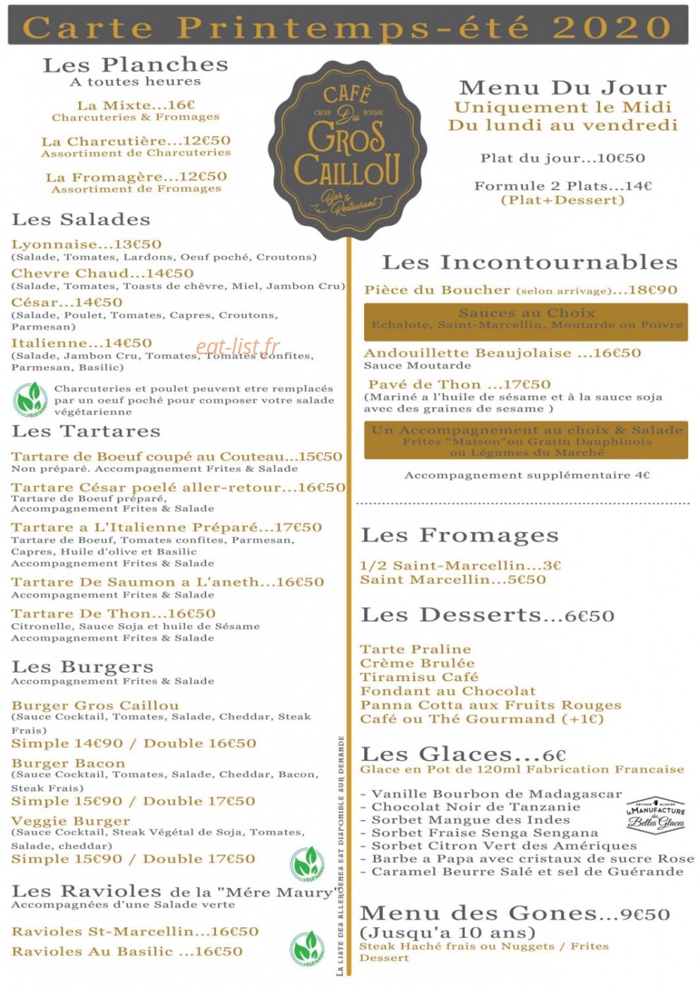 Café du Gros Caillou — carte page 1